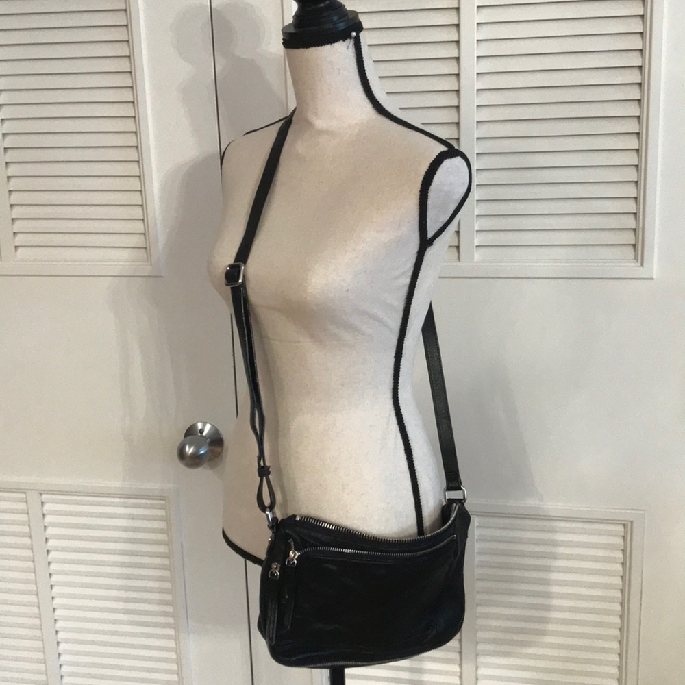 Olivia Harris TriBeCa black leather crossbody bag